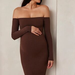 Bumpsuit off the shoulder maxi dress maternity